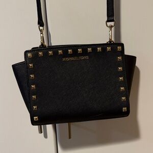 Michael Kors Black Crossbody Bag with Gold Studs